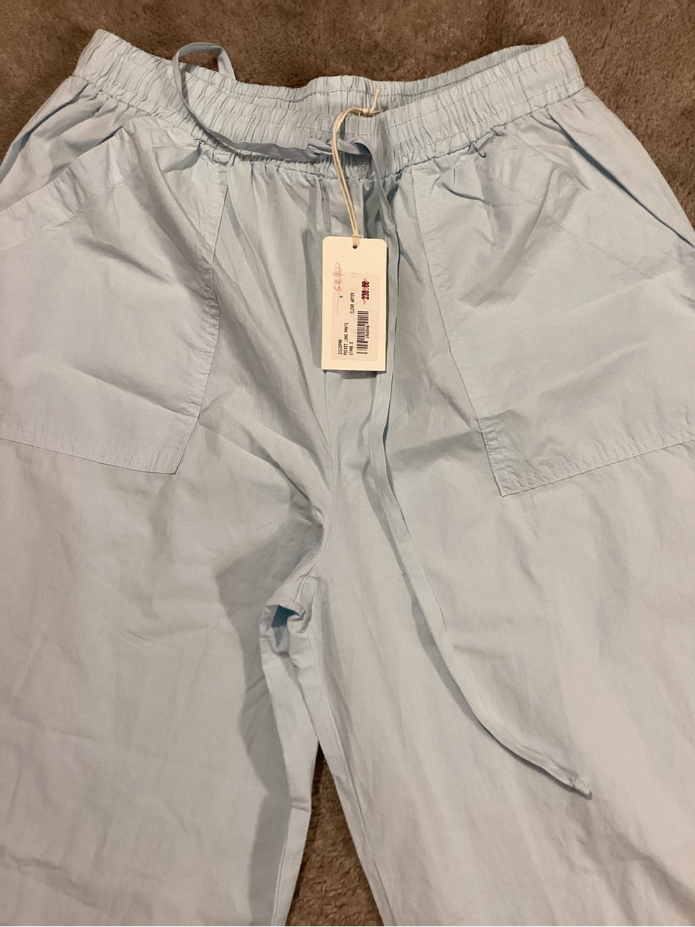 Light Blue Drawstring Flare Panta - Picture 5 of 6
